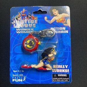 Wonder Woman superwoman action figure retractable keychain badge holder purse